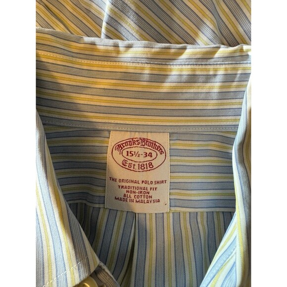 Brooks Brothers‎ Shirt Mens 15.5-34 Traditional Fit Dress Button Up Blue Yellow - Picture 8 of 8